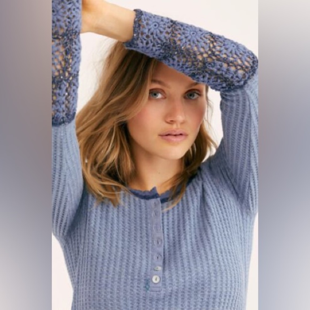 NWT Free People Cream Mistletoe Thermal Top - Picture 5 of 5